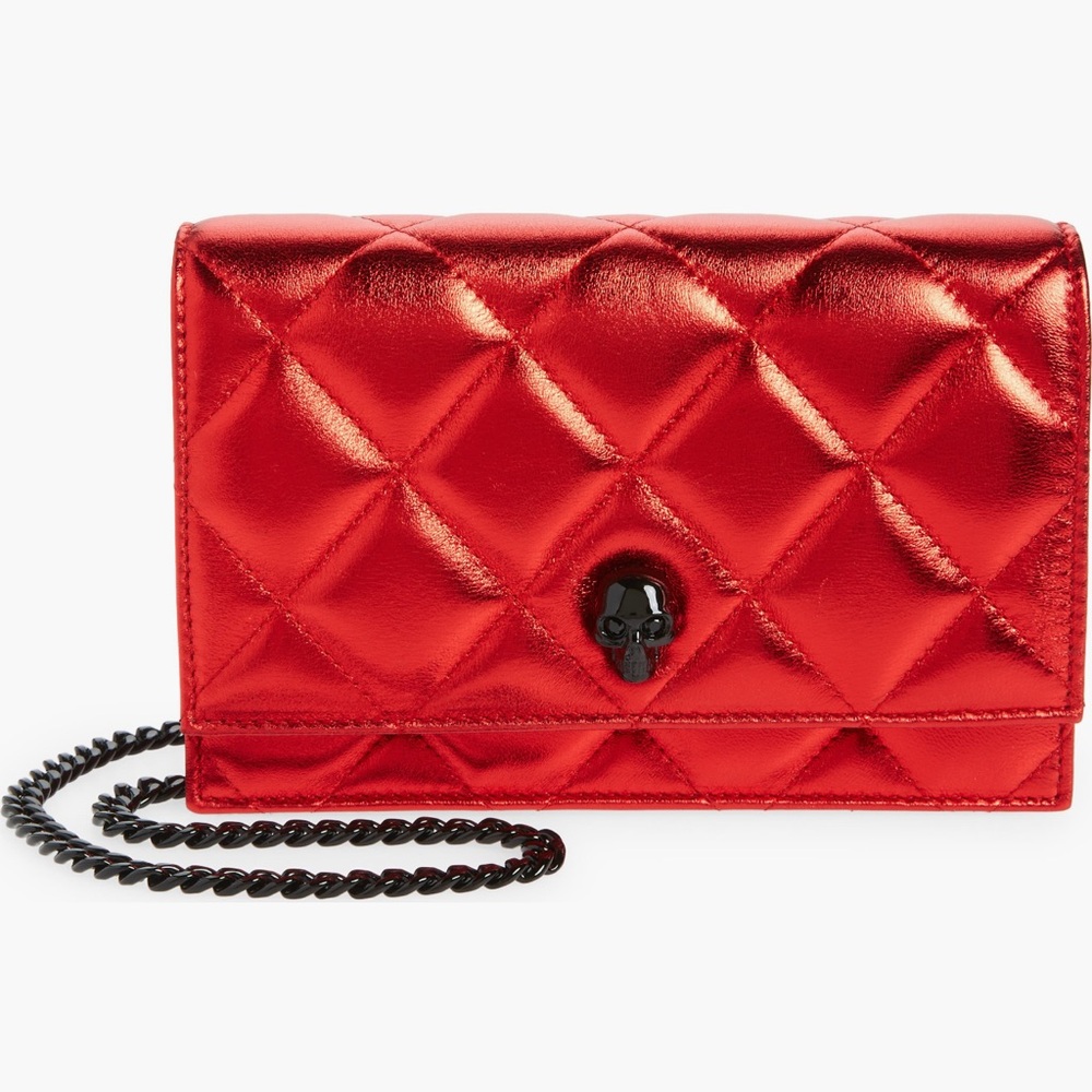 NEW🔥Alexander McQueen Small Skull Quilted Metallic Leather Crossbody Bag🔥